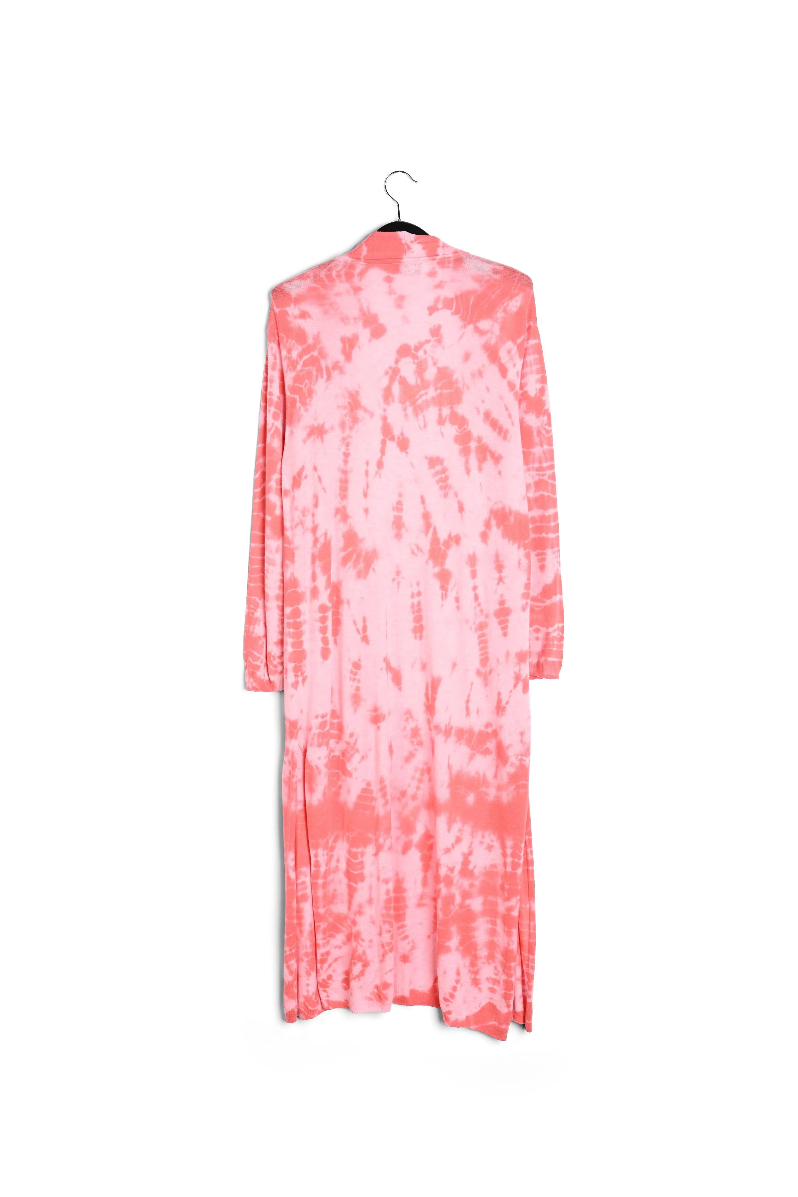 Long pink and red tie-dye cardigan