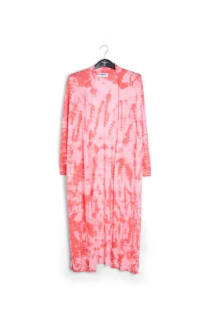 Long pink and red tie-dye cardigan