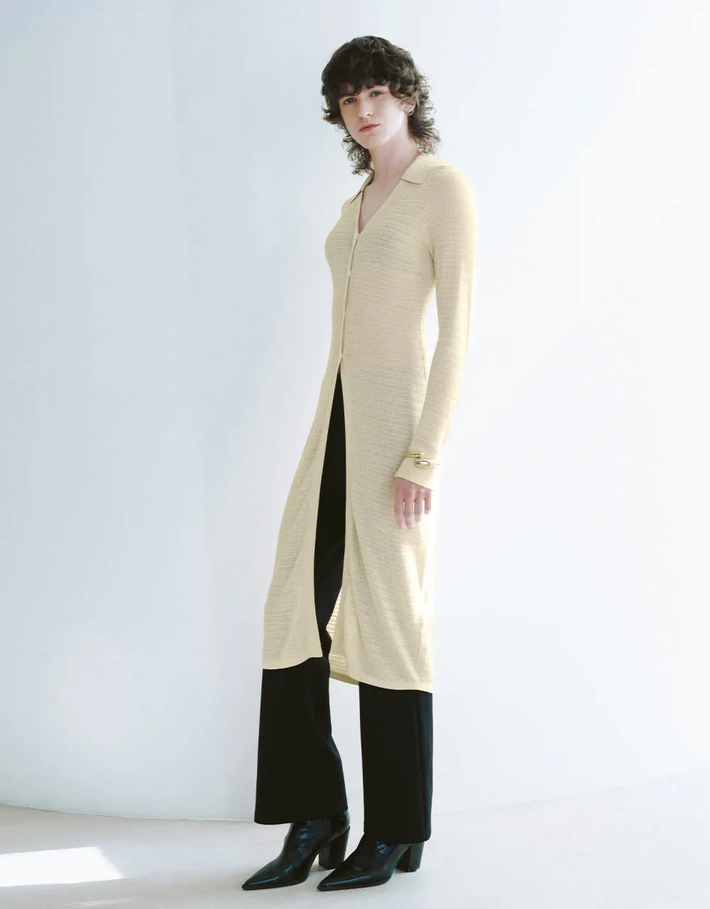 Longline V-Neck Skinny Knitted Cardigan