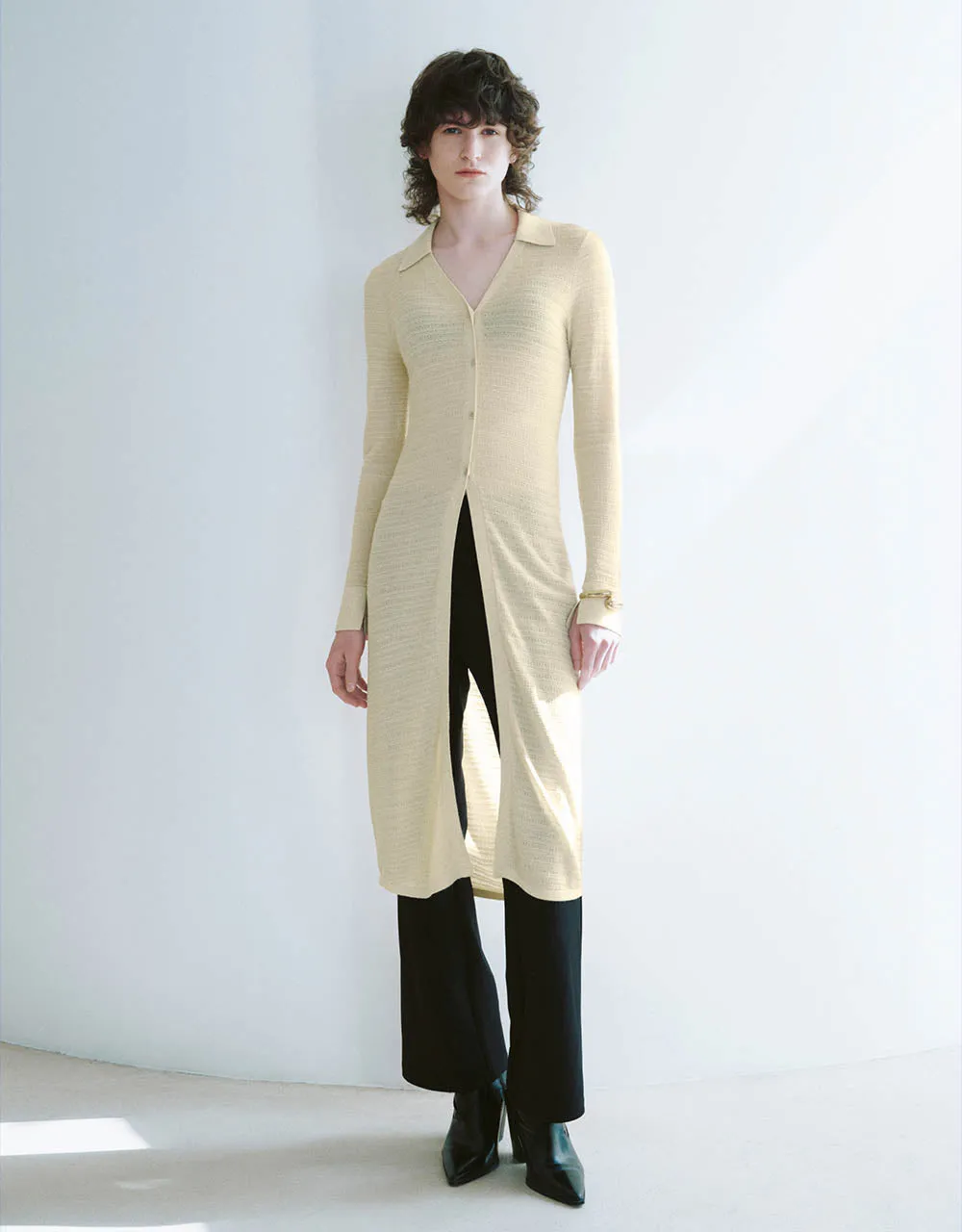 Longline V-Neck Skinny Knitted Cardigan