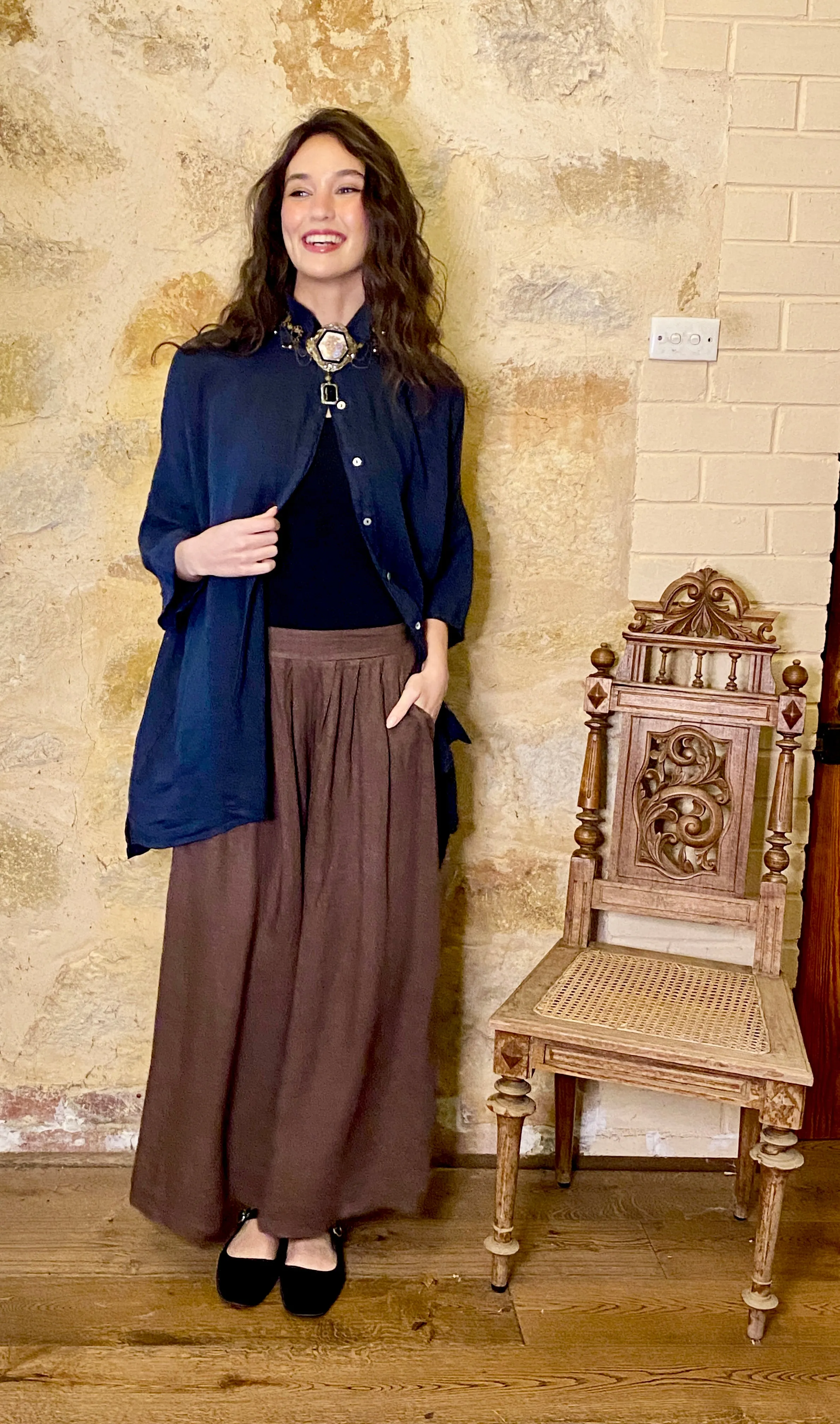 Lucille Linen pants. Chocolate.
