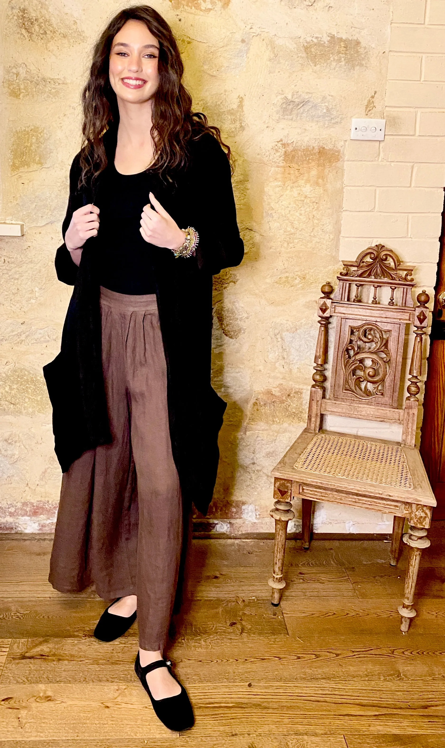 Lucille Linen pants. Chocolate.