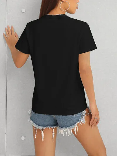 Lucky Clover Heart Round Neck Short Sleeve T-Shirt
