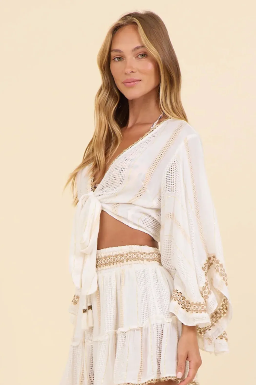 Lurex Tie Front Top