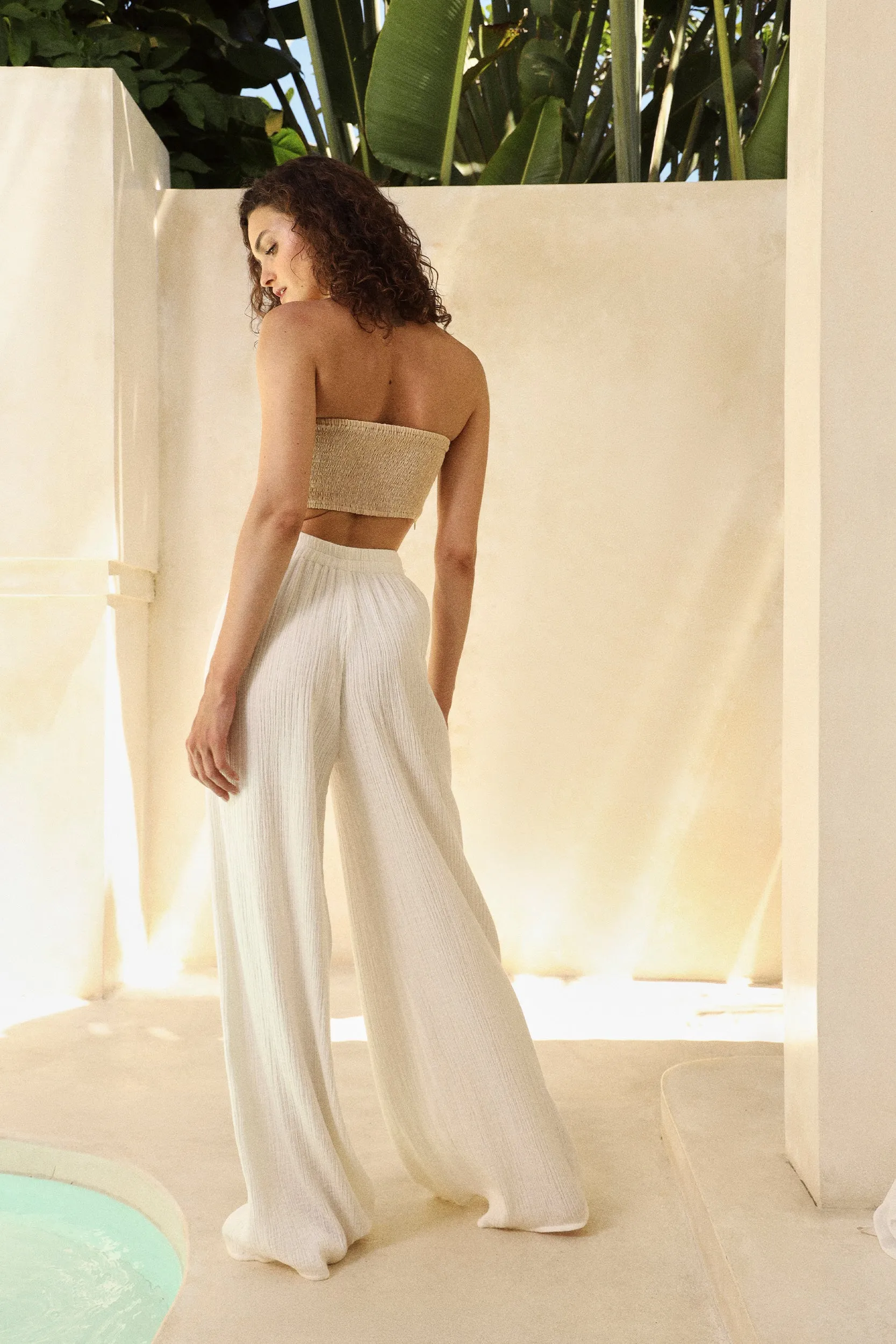 Madagascar Structured Bandeau (Light Creme) & Sorrento Pants (Ivory)