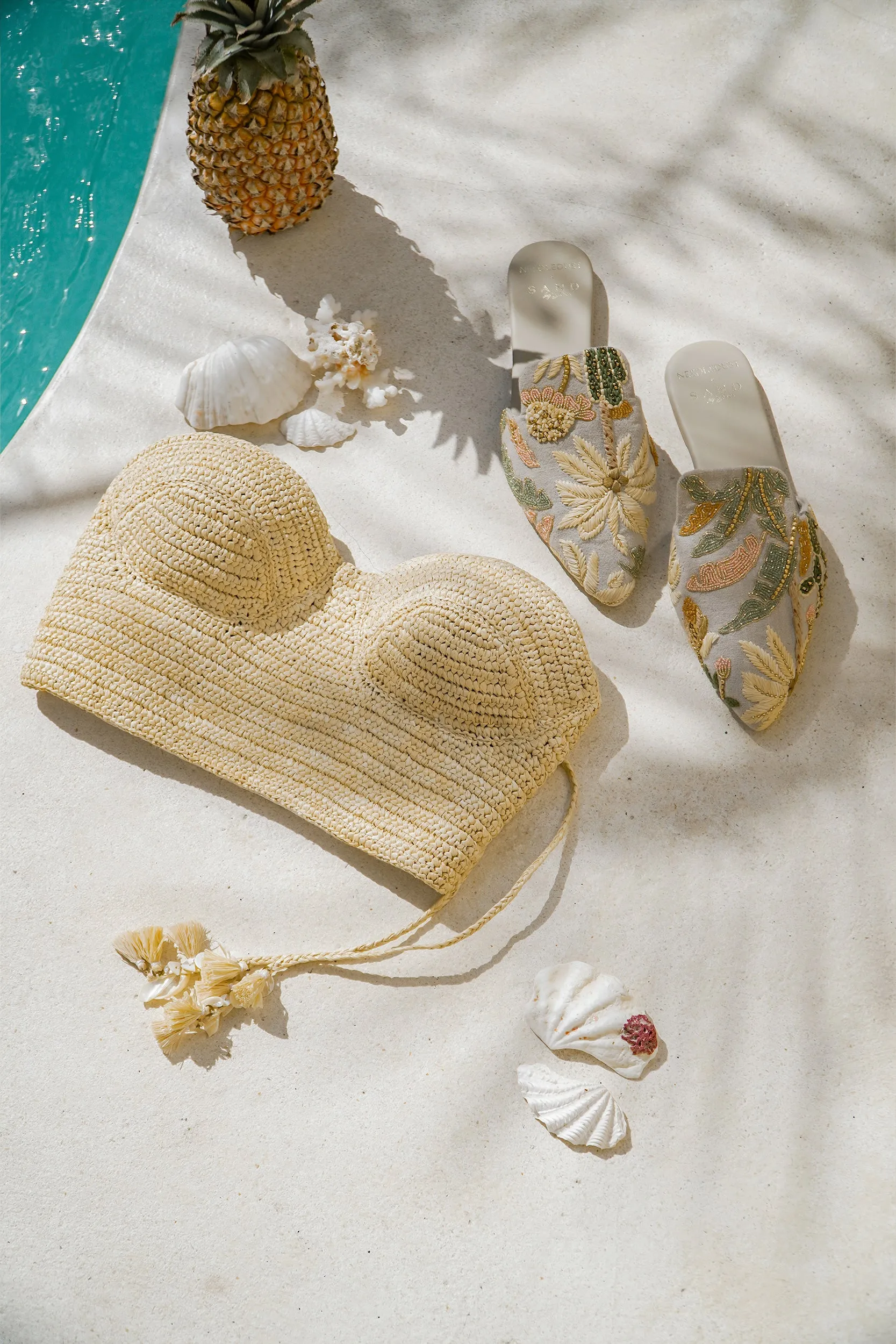 Madagascar Structured Bandeau (Light Creme) & Sorrento Pants (Ivory)