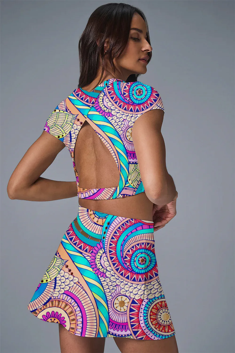 Mandala Bloom Colorful Mandala Print Activewear Set