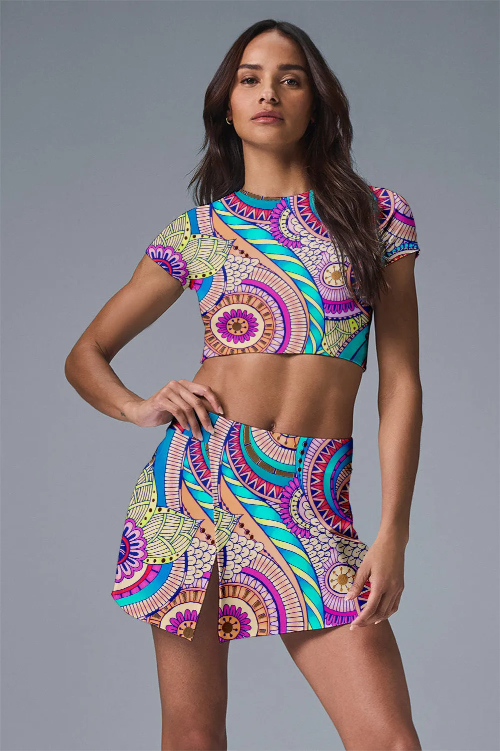 Mandala Bloom Colorful Mandala Print Activewear Set