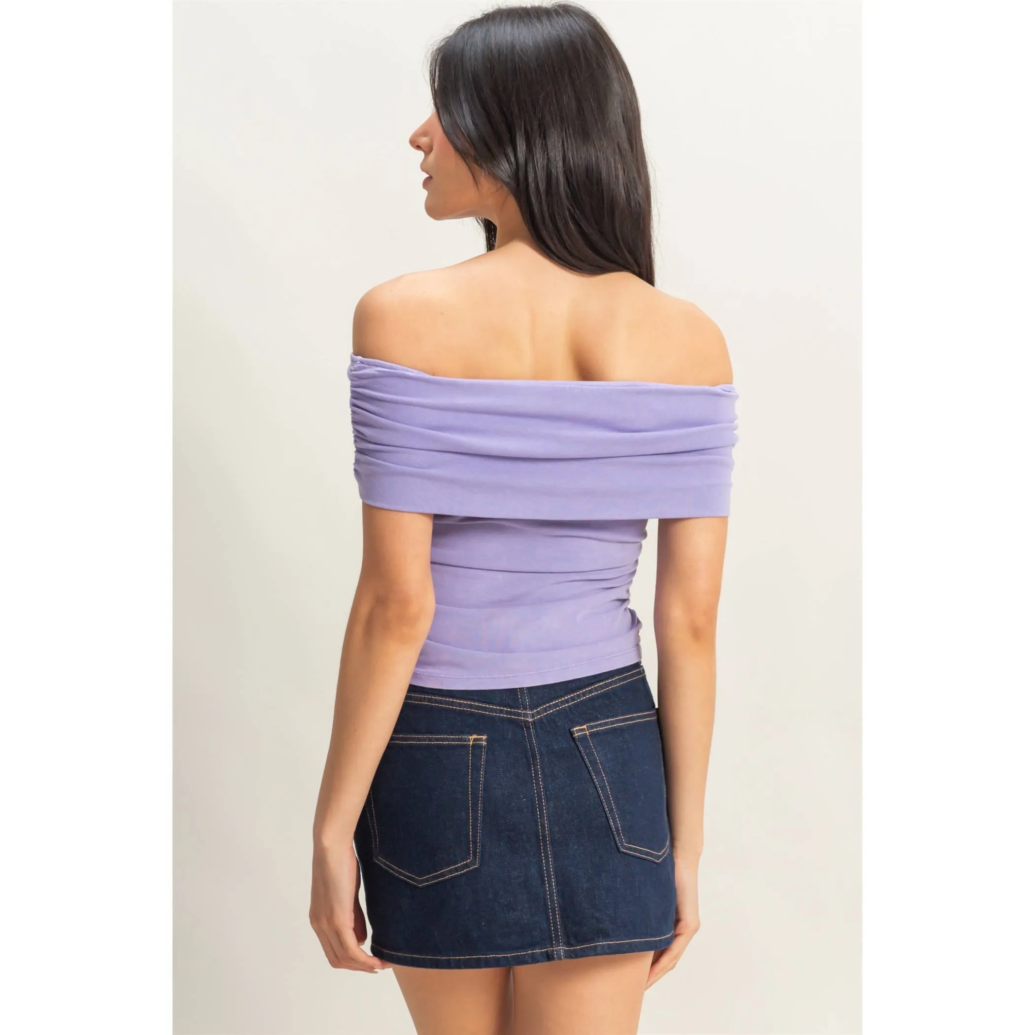 Mara- Off-The-Shoulder Side Ruched Top