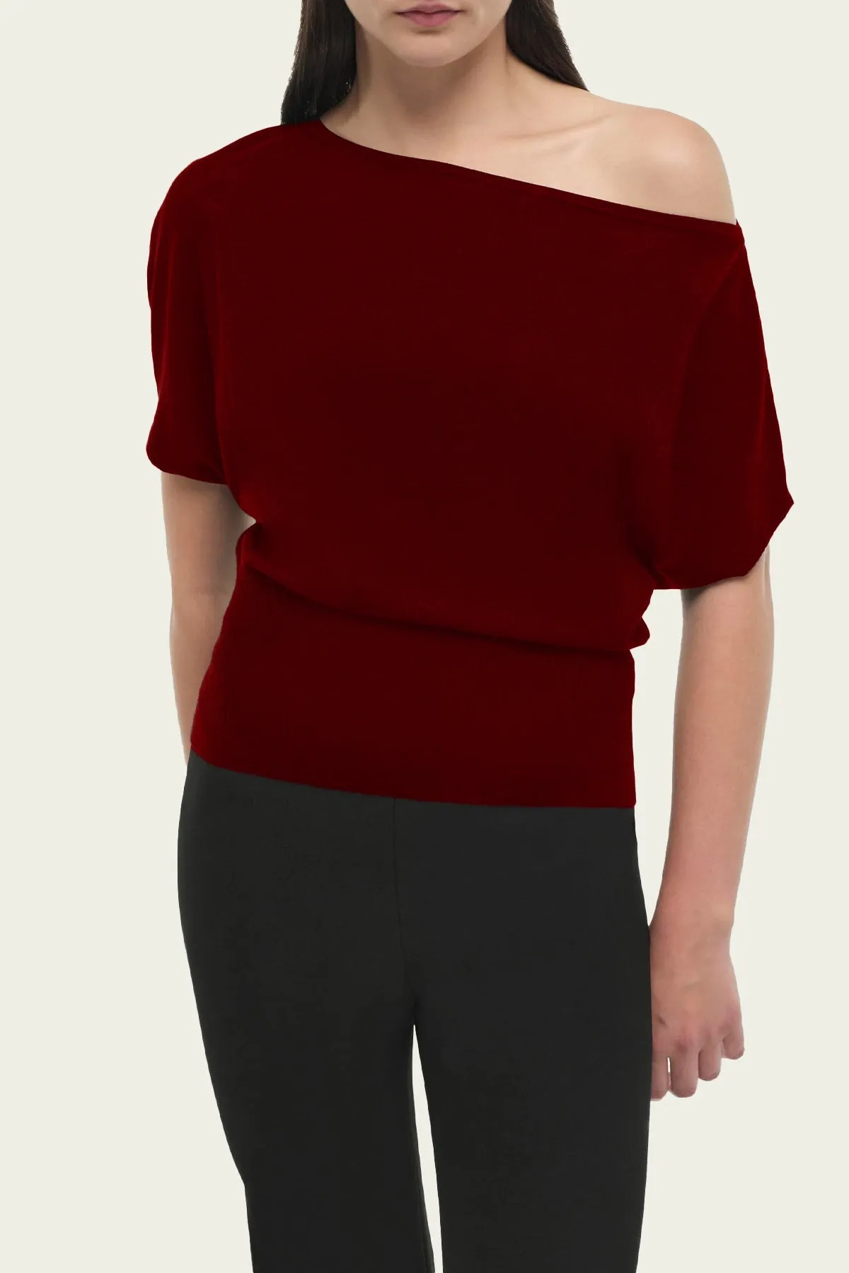 Marie Off Shoulder Top in Oxblood