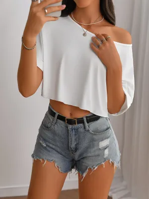 Mariella | Casual Crop Top met Off-Shoulder Look