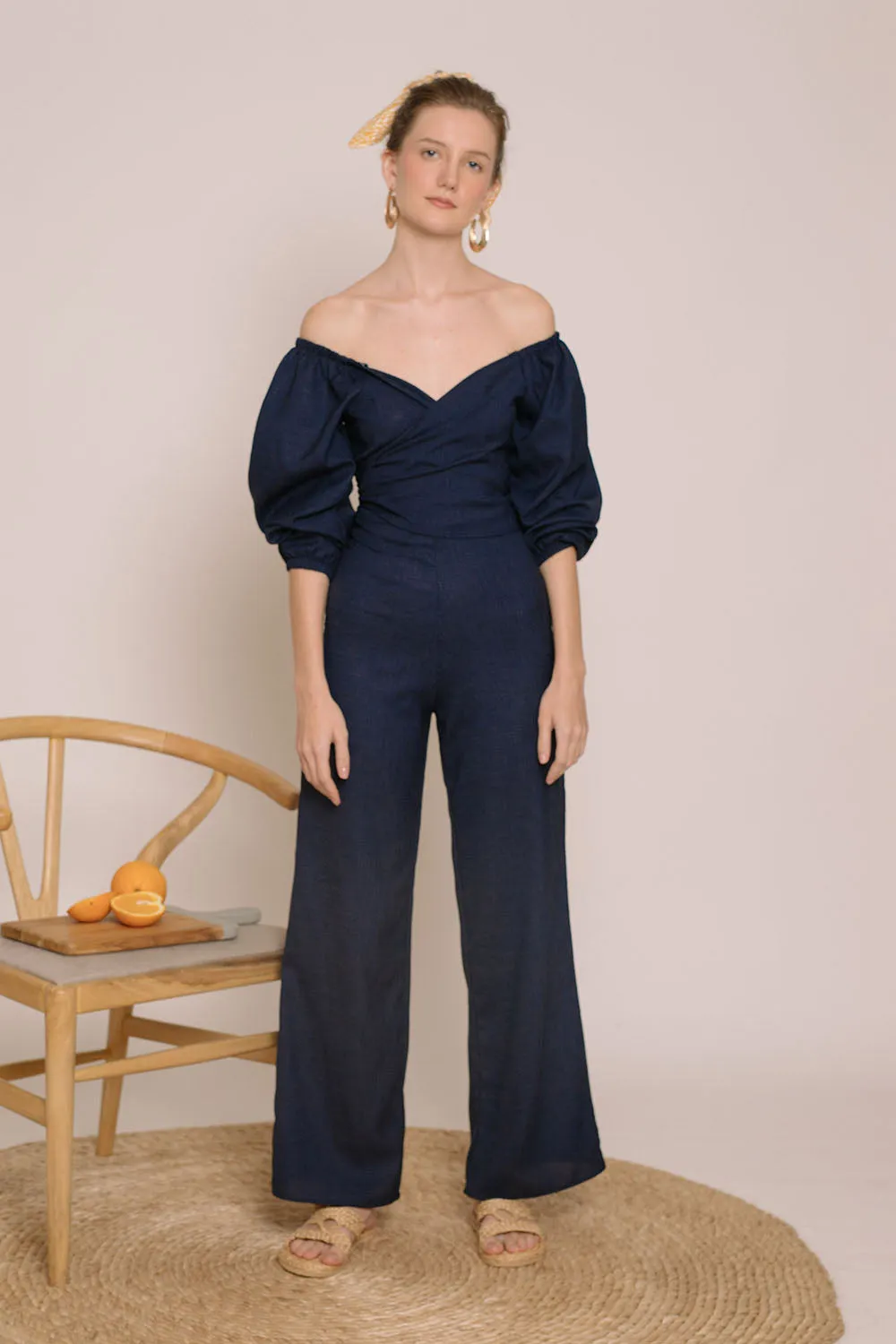 MARRAKESH Off Shoulder Multiway Top (Midnight Blue Crepe)