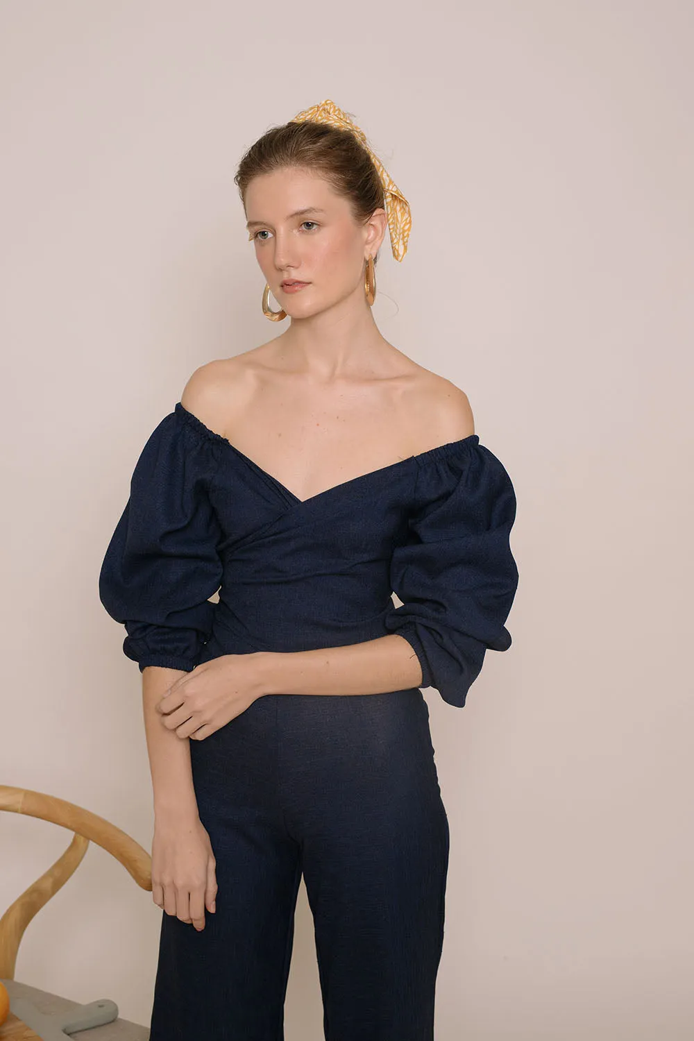 MARRAKESH Off Shoulder Multiway Top (Midnight Blue Crepe)