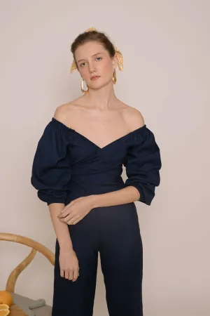 MARRAKESH Off Shoulder Multiway Top (Midnight Blue Crepe)