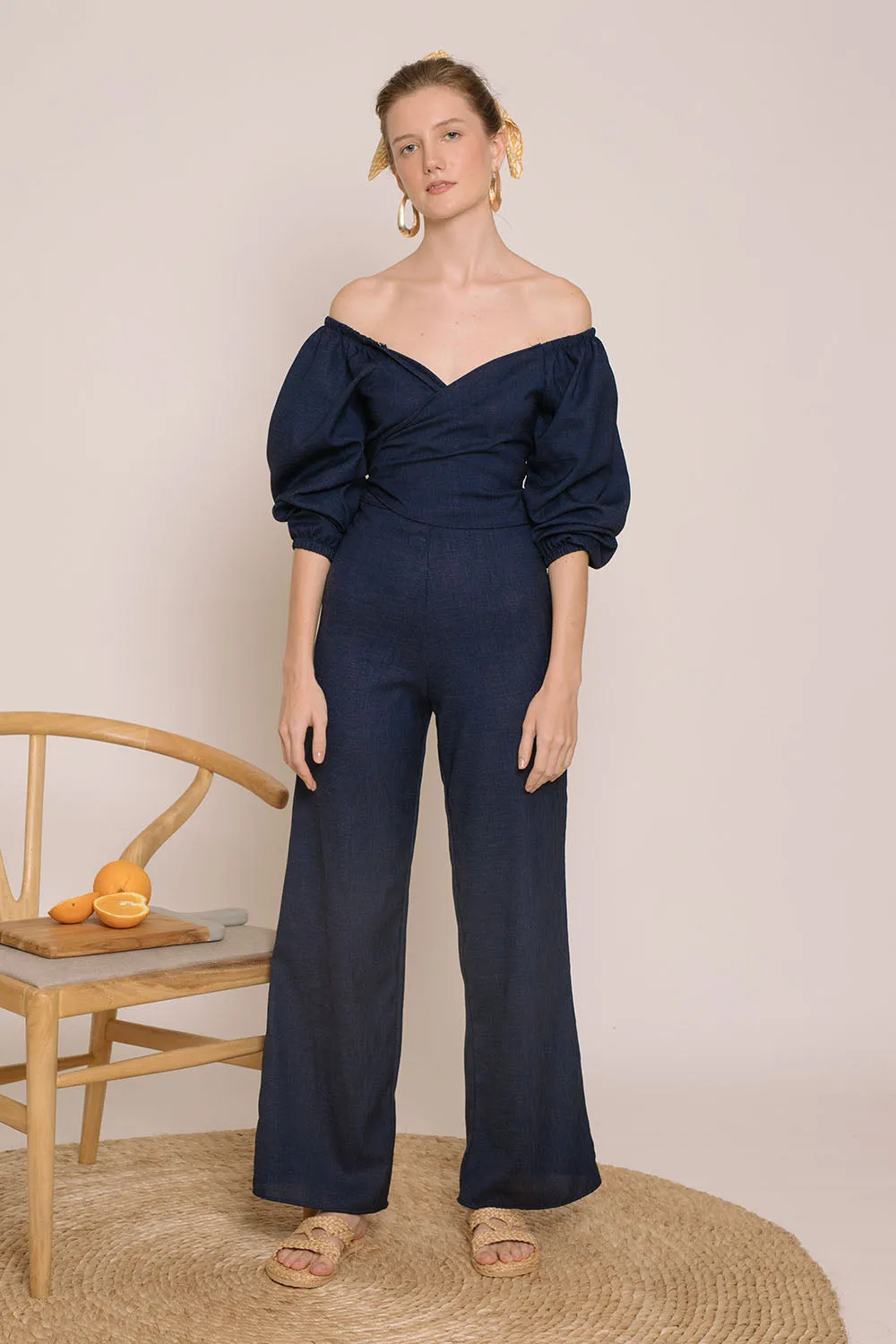 MARRAKESH Off Shoulder Multiway Top (Midnight Blue Crepe)