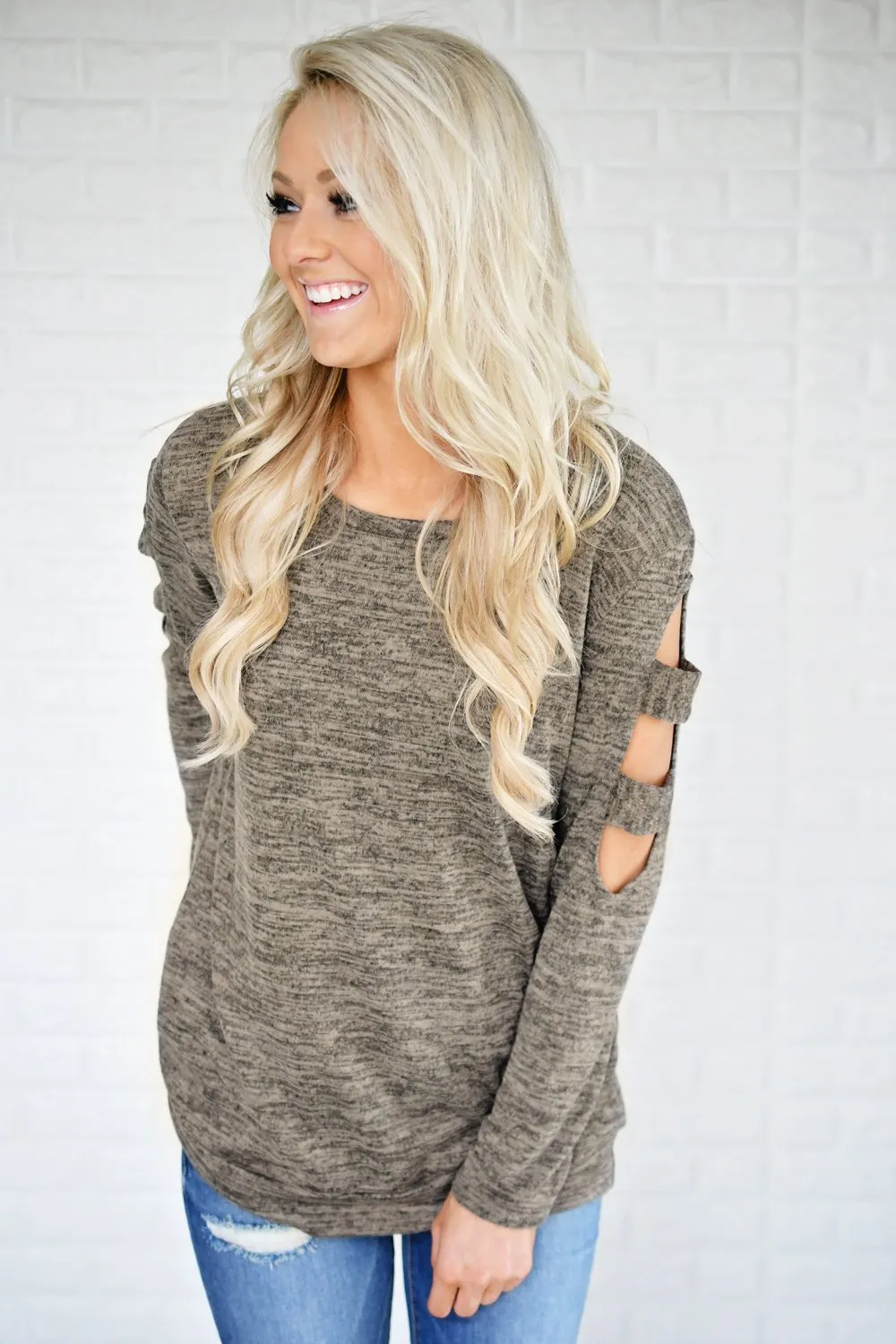 Meet Me Halfway Cold-Shoulder Top