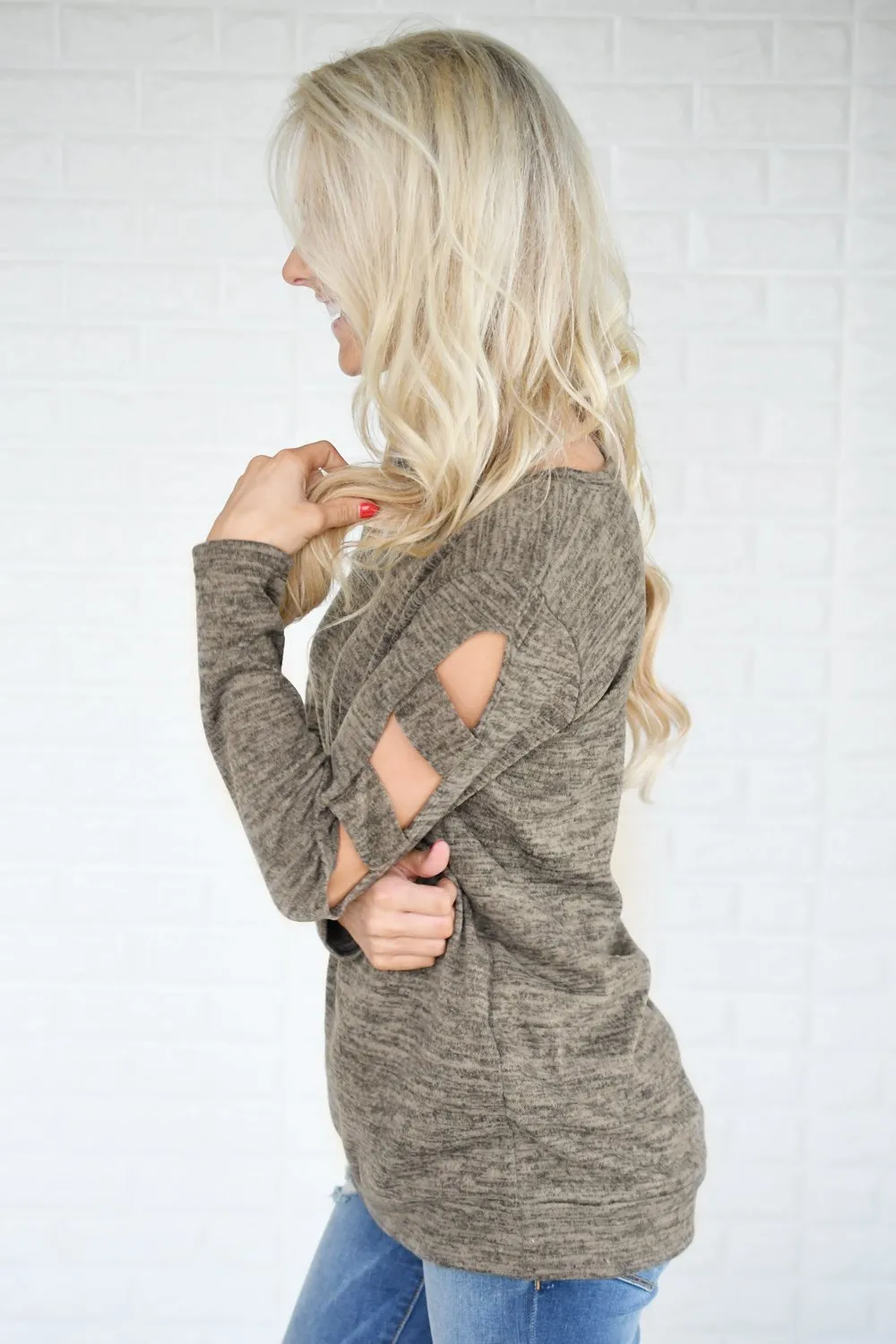 Meet Me Halfway Cold-Shoulder Top