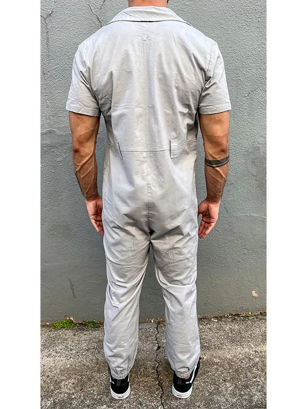 Men's Casual Zipper Neck Cargo Jumpsuit
