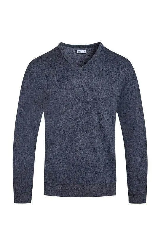 Mens Solid Color V-Neck Sweaters