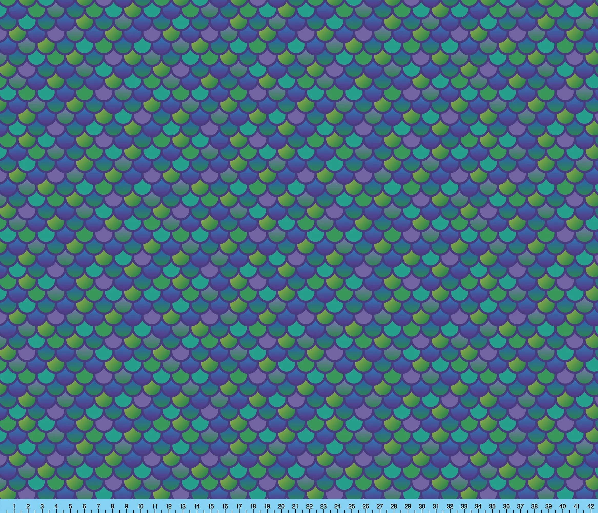 Mermaid Scales Blue and Green Fabric By the Yard, Half Yard and Fat Quarter