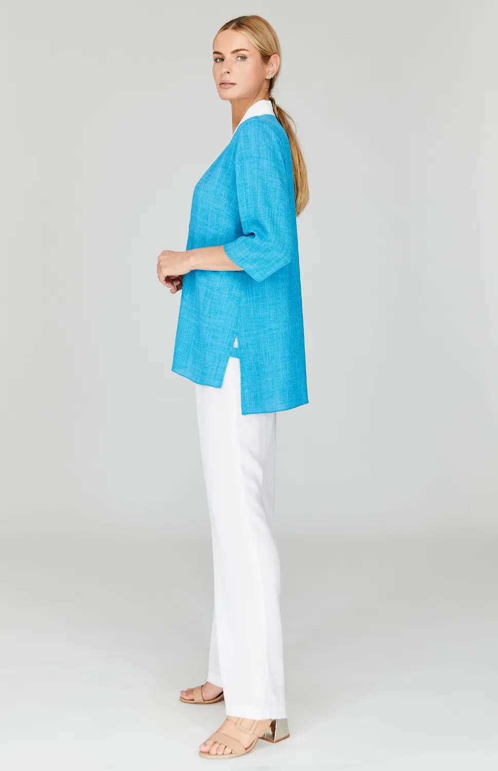 Microlinen Contrast V Neck Tunic