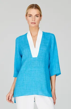 Microlinen Contrast V Neck Tunic