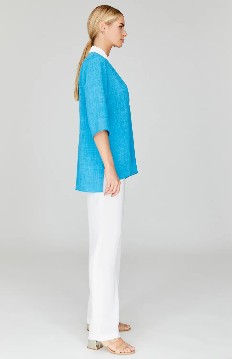 Microlinen Contrast V Neck Tunic