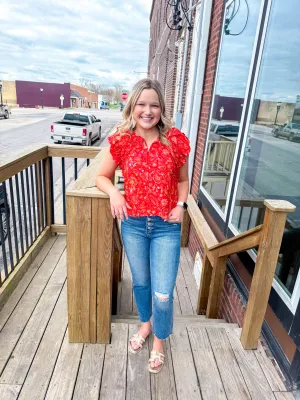 Mila- Floral Print Ruffle Sleeve Top