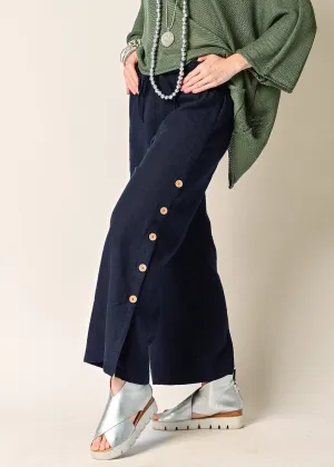 Mileta Navy Linen Pant - Imagine Fashion