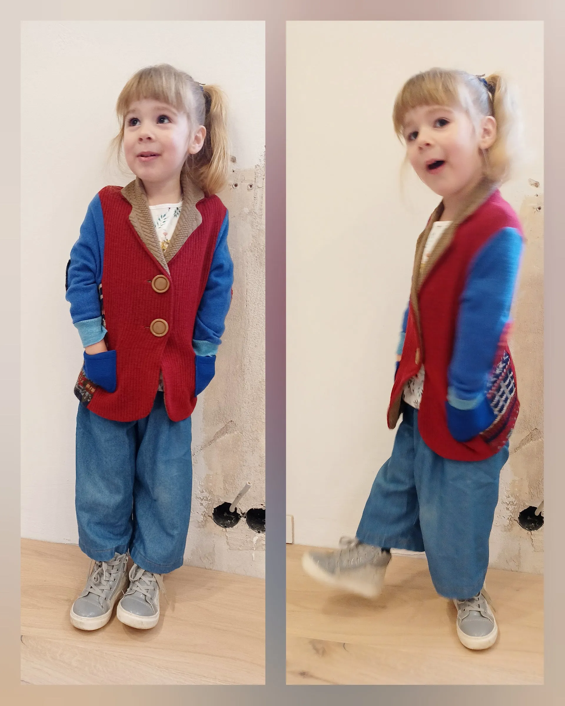Mini Candy Apple Upcycled Sweater Blazer