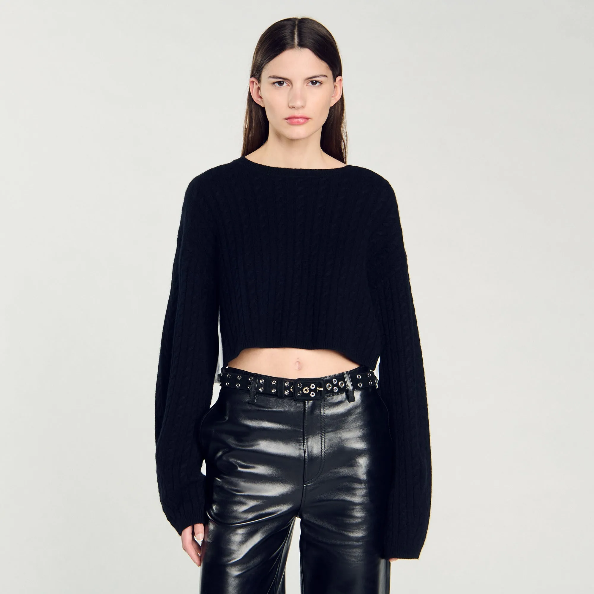 Molly Cropped Cashmere And Wool Jumper Black
