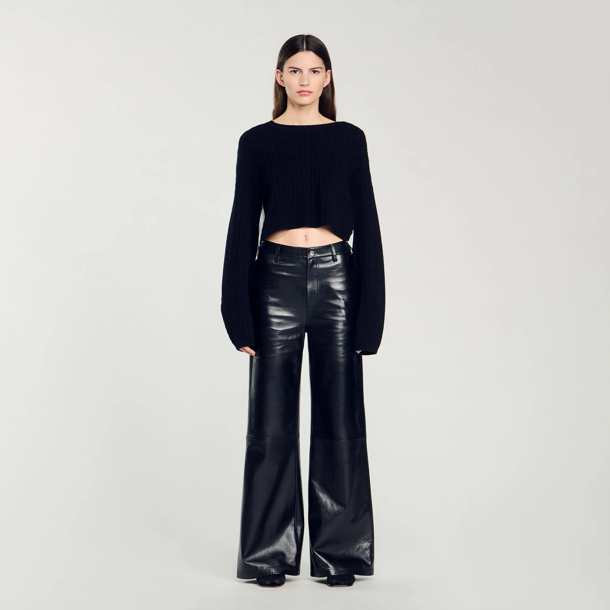 Molly Cropped Cashmere And Wool Jumper Black