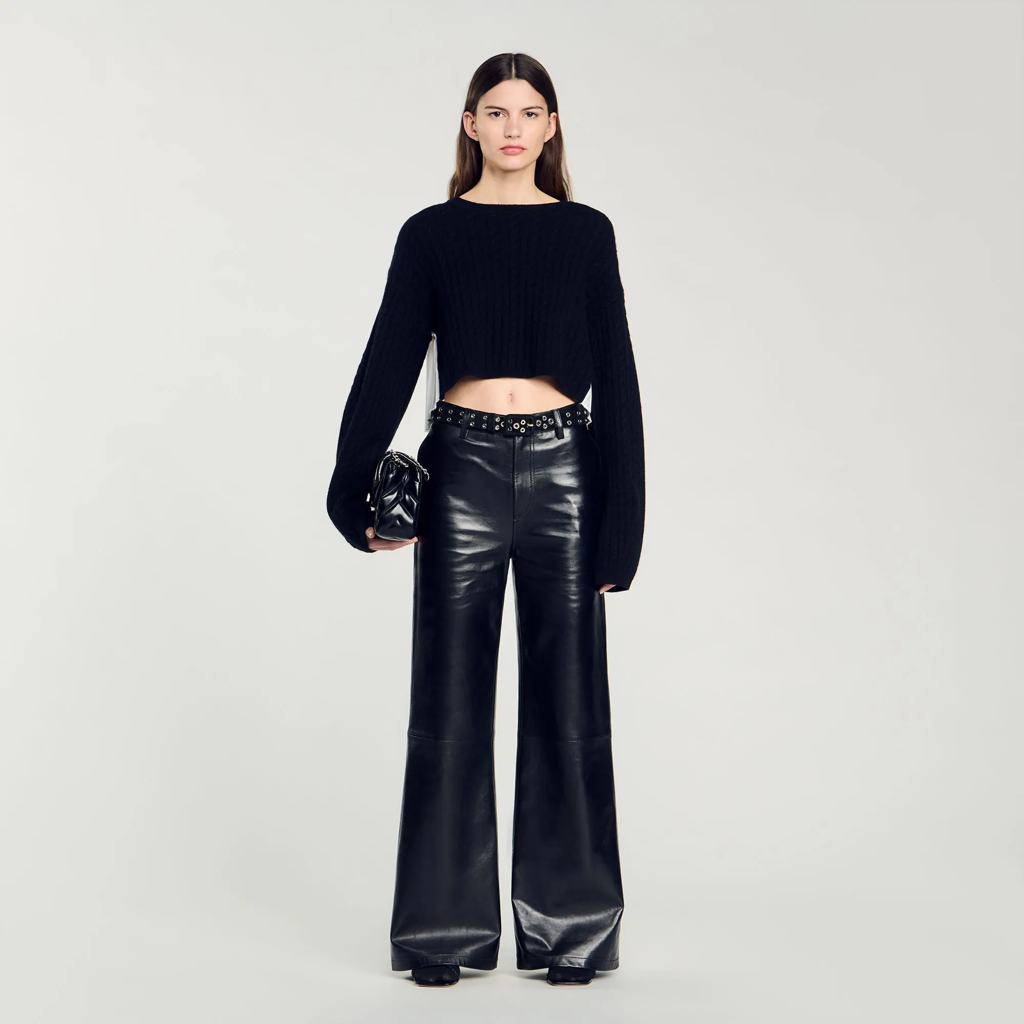 Molly Cropped Cashmere And Wool Jumper Black