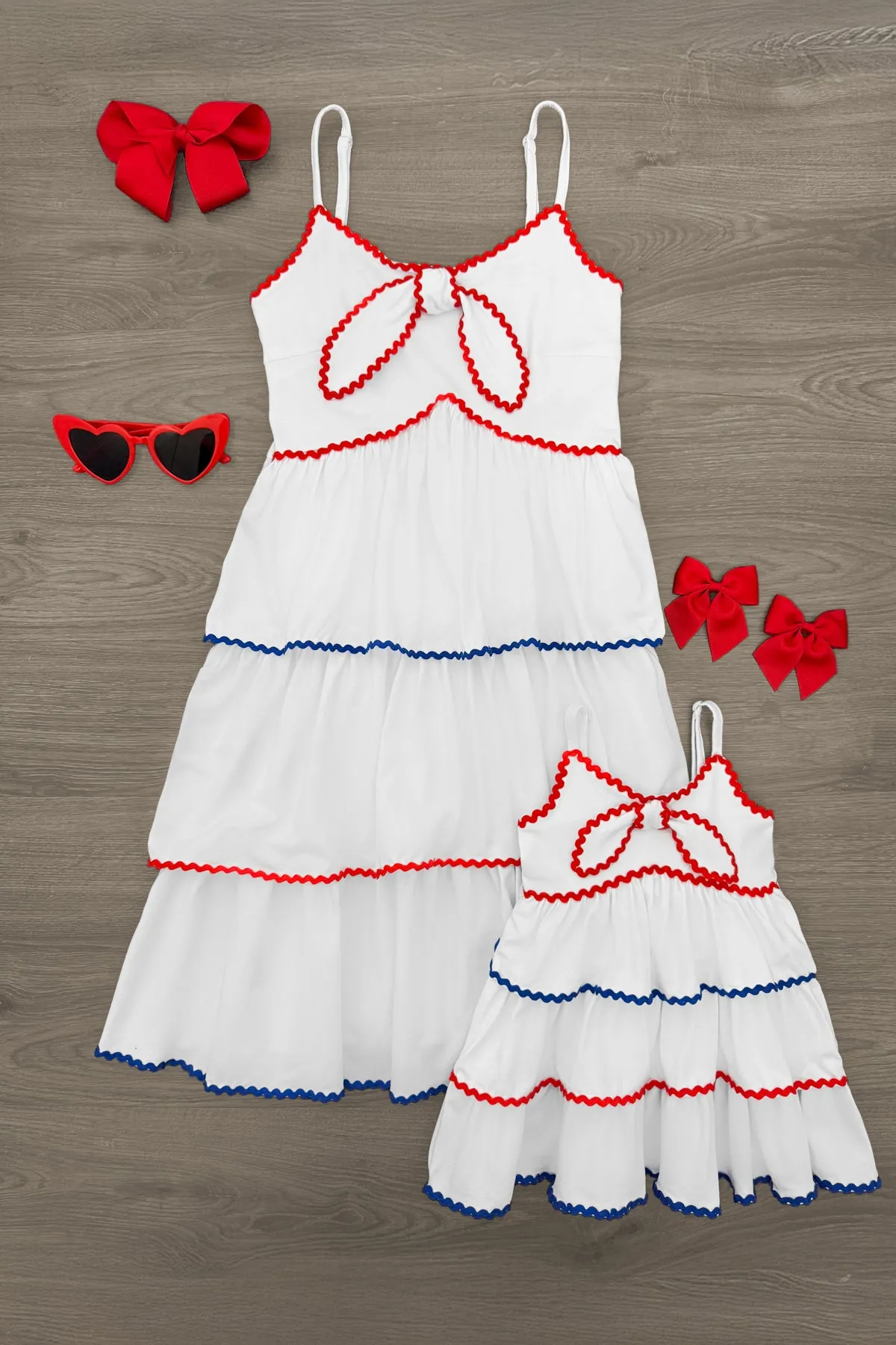 Mom & Me - Red White & Blue Tank Ruffle Dress