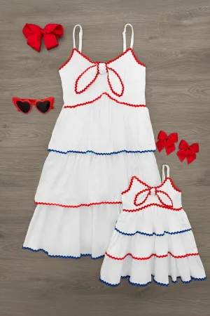 Mom & Me - Red White & Blue Tank Ruffle Dress