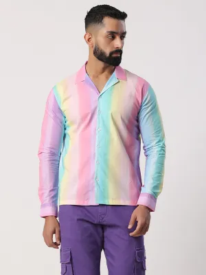 Multi Cuban Collar Full Sleeves Cotton Shirt