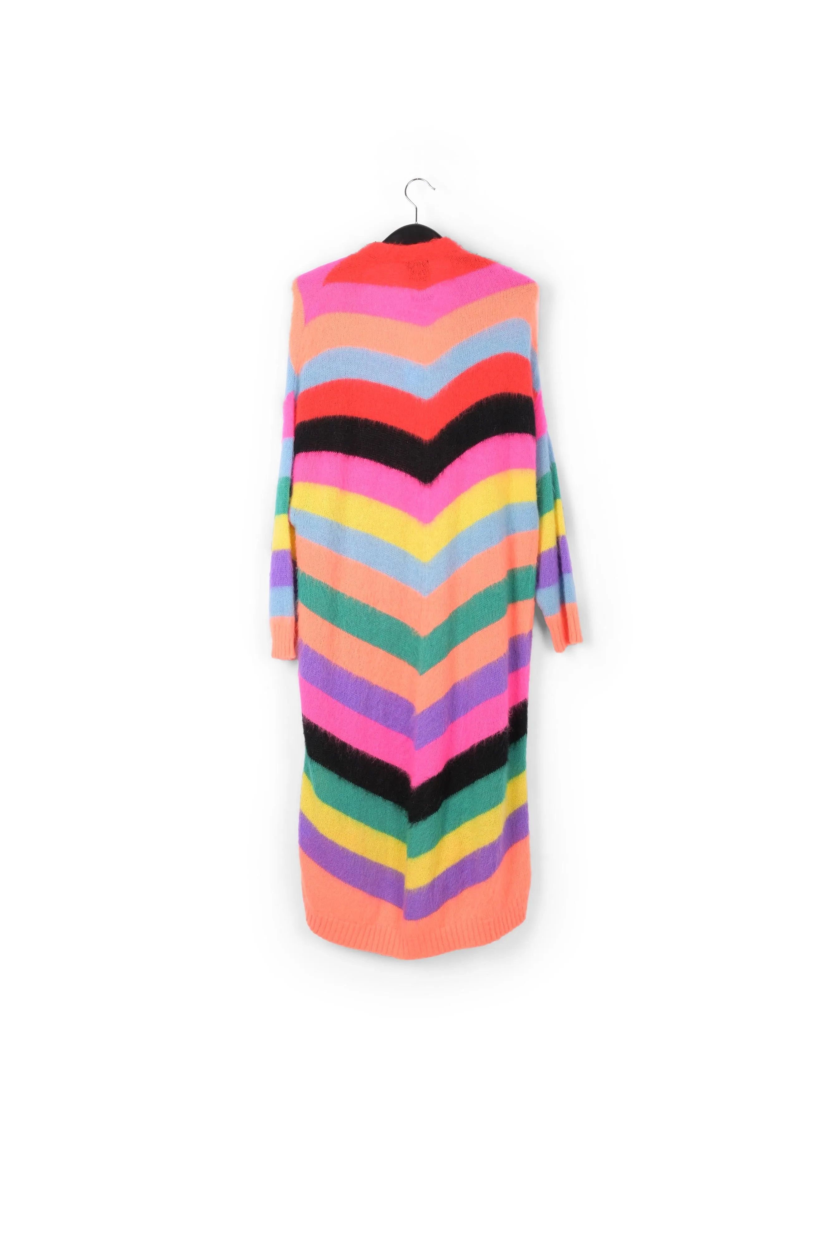 Multicolor striped midi-length cardigan