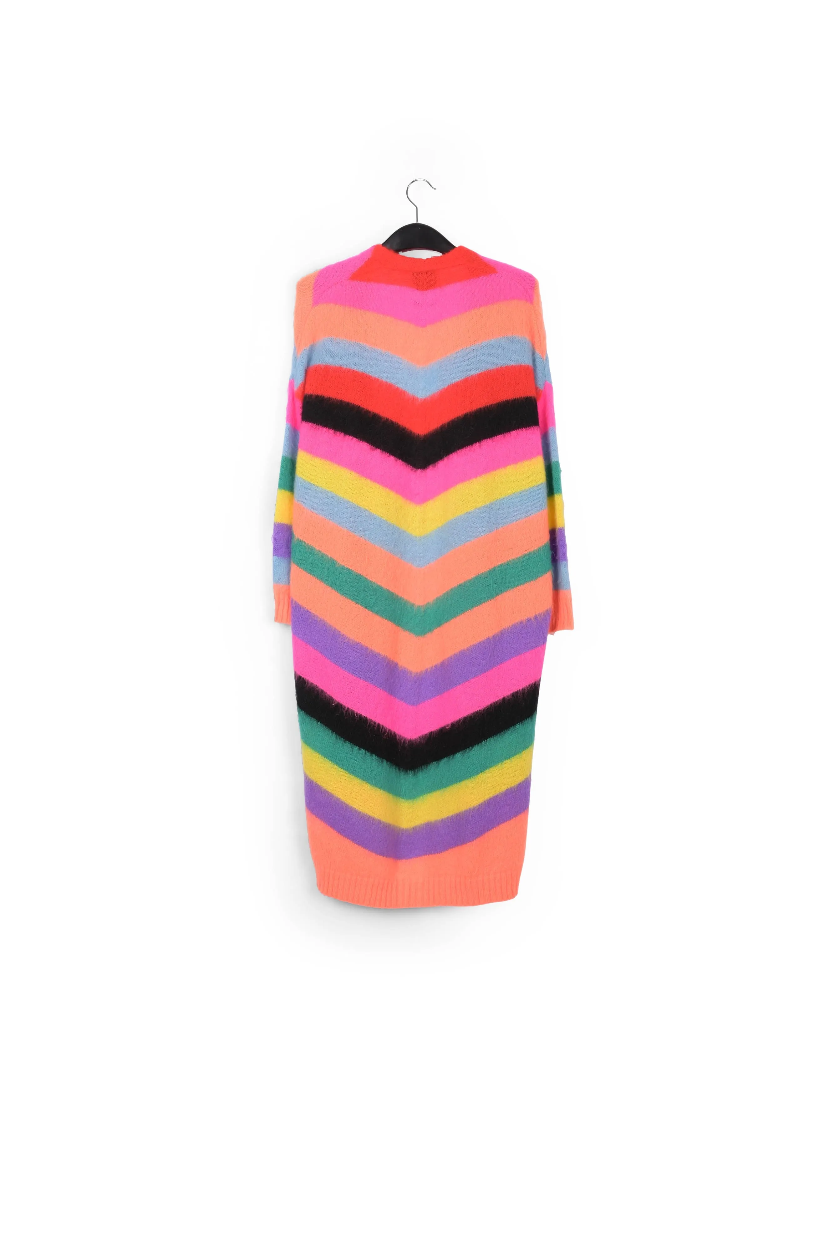 Multicolor striped midi-length cardigan