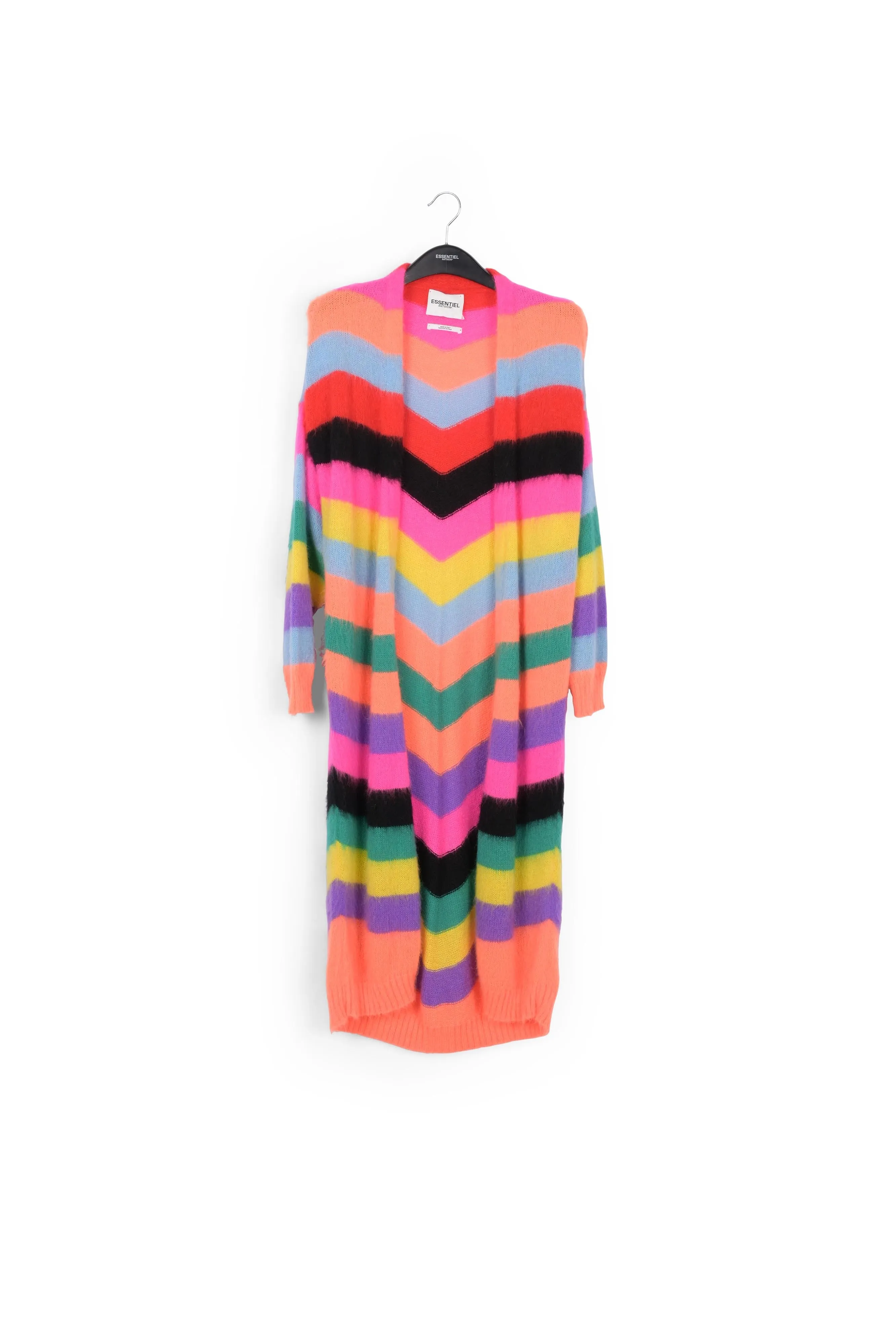 Multicolor striped midi-length cardigan