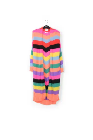 Multicolor striped midi-length cardigan