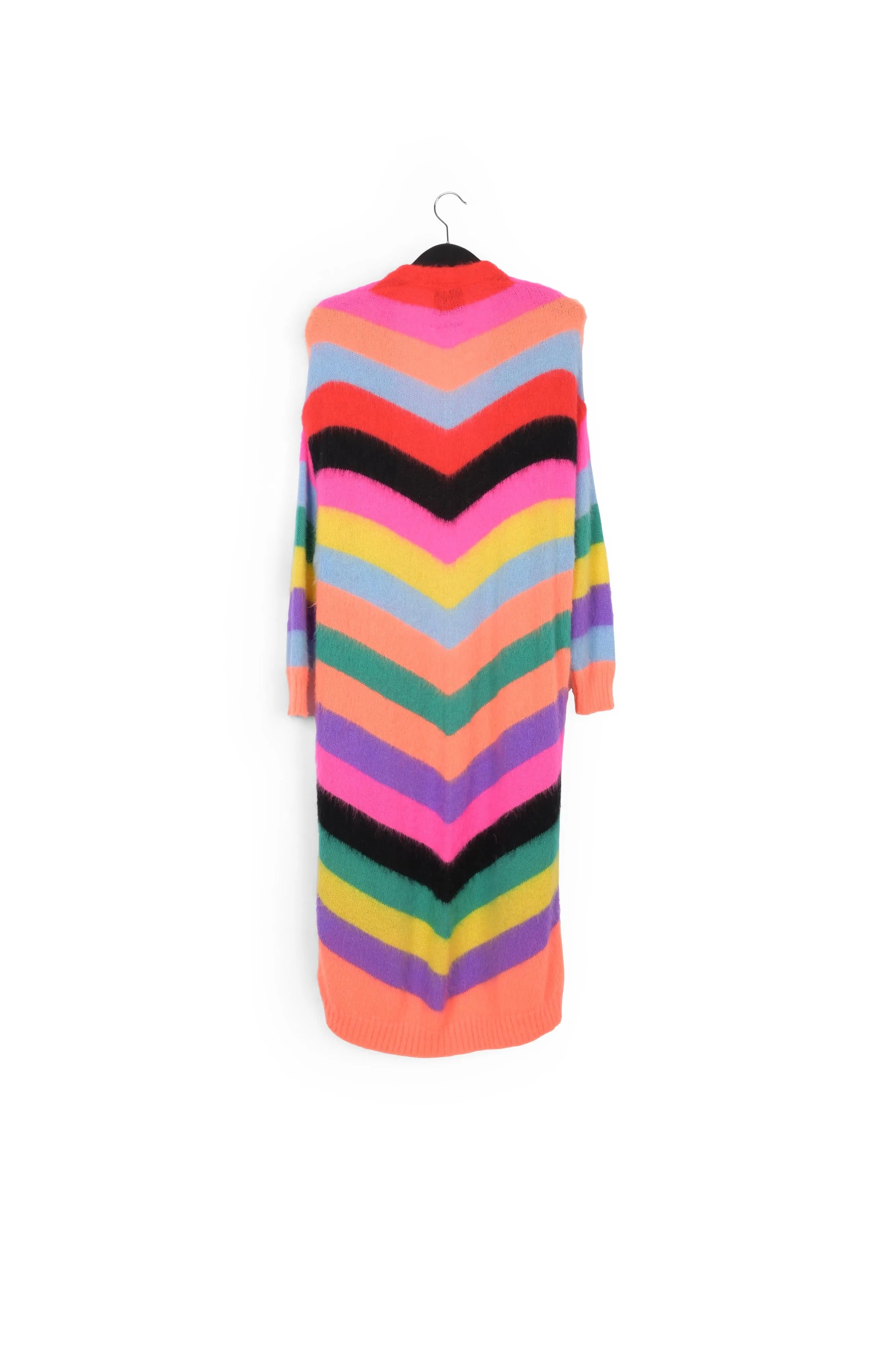 Multicolor striped midi-length cardigan