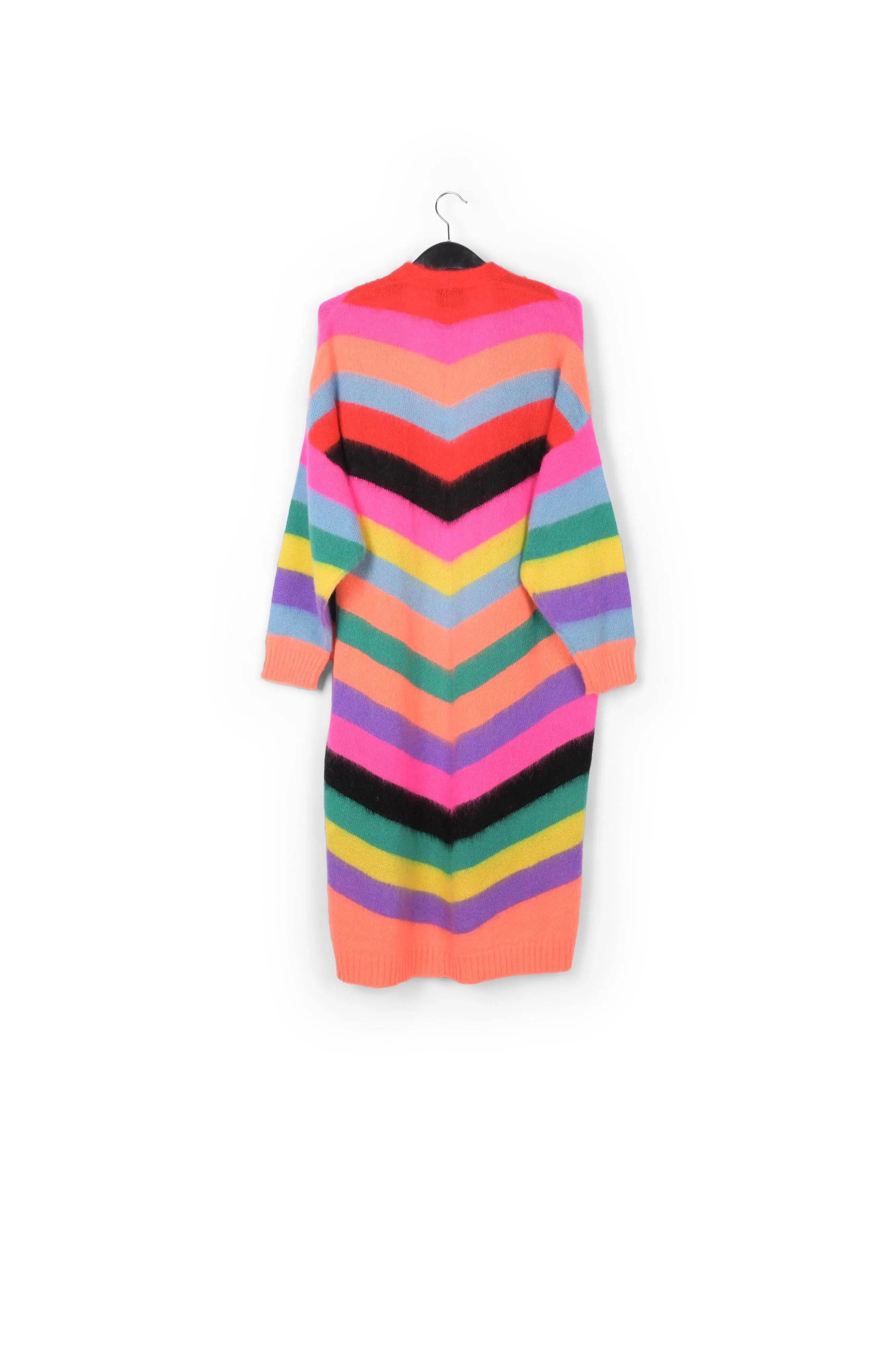 Multicolor striped midi-length cardigan