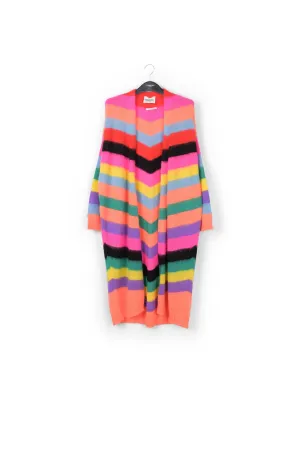 Multicolor striped midi-length cardigan