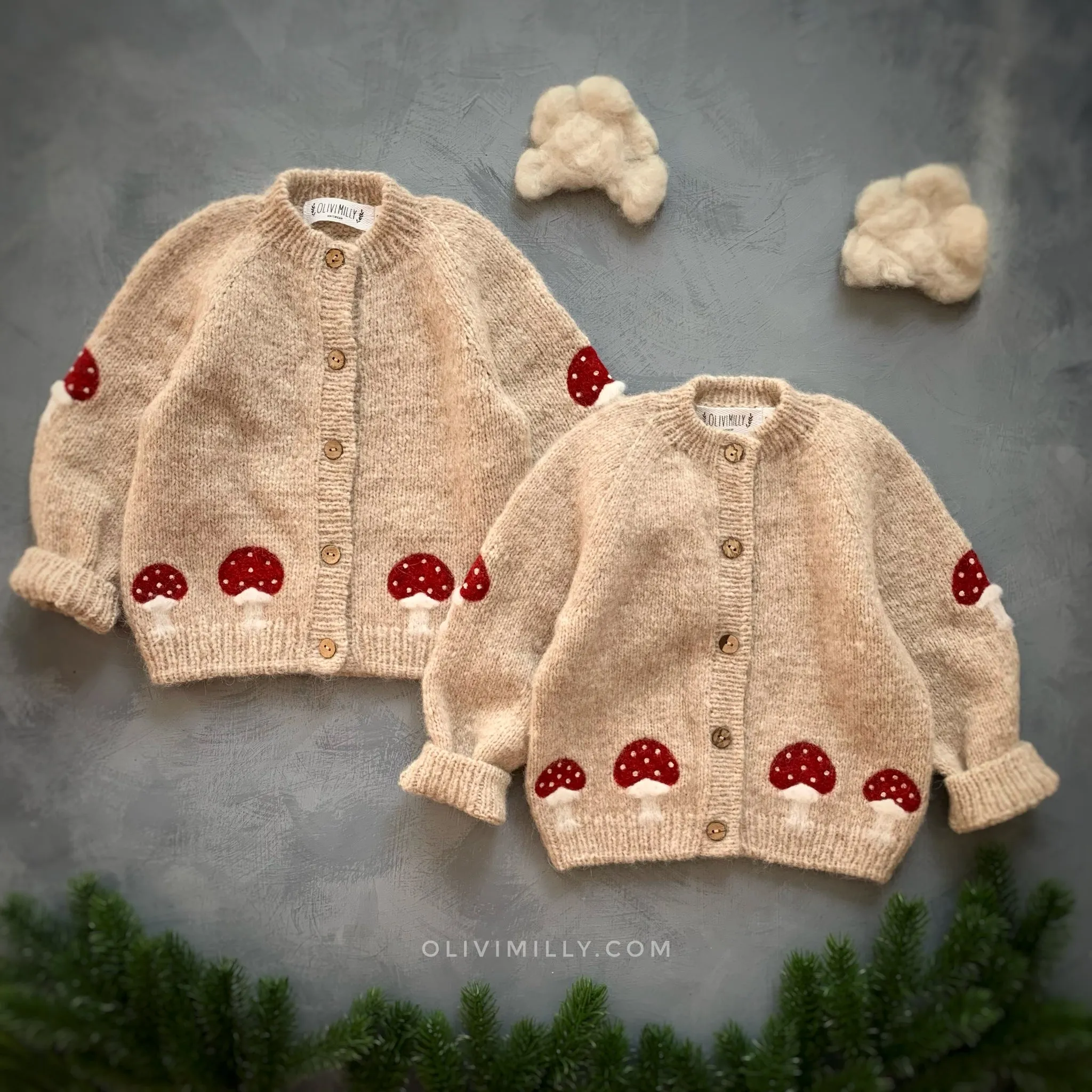 Mushrooms cardigan | wheat