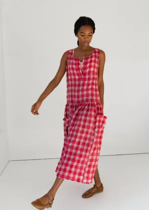 Myrtle Dress, Red Gauze Plaid