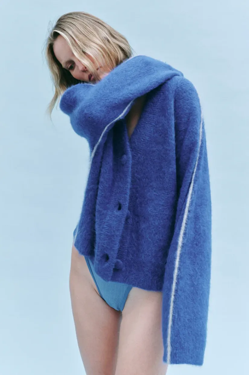 Nagnata Brushed Alpaca Cardigan - Lapis