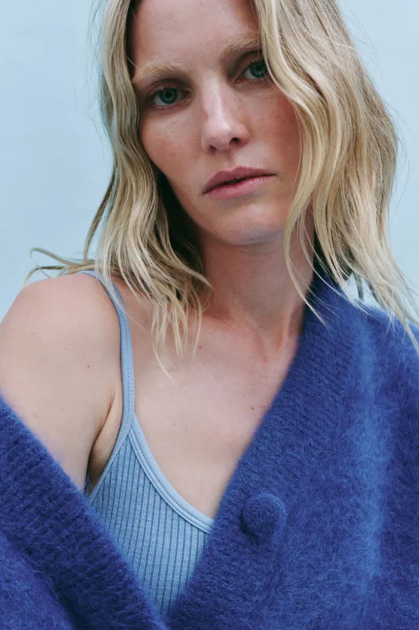 Nagnata Brushed Alpaca Cardigan - Lapis