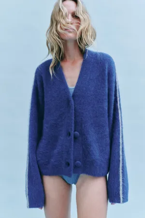 Nagnata Brushed Alpaca Cardigan - Lapis
