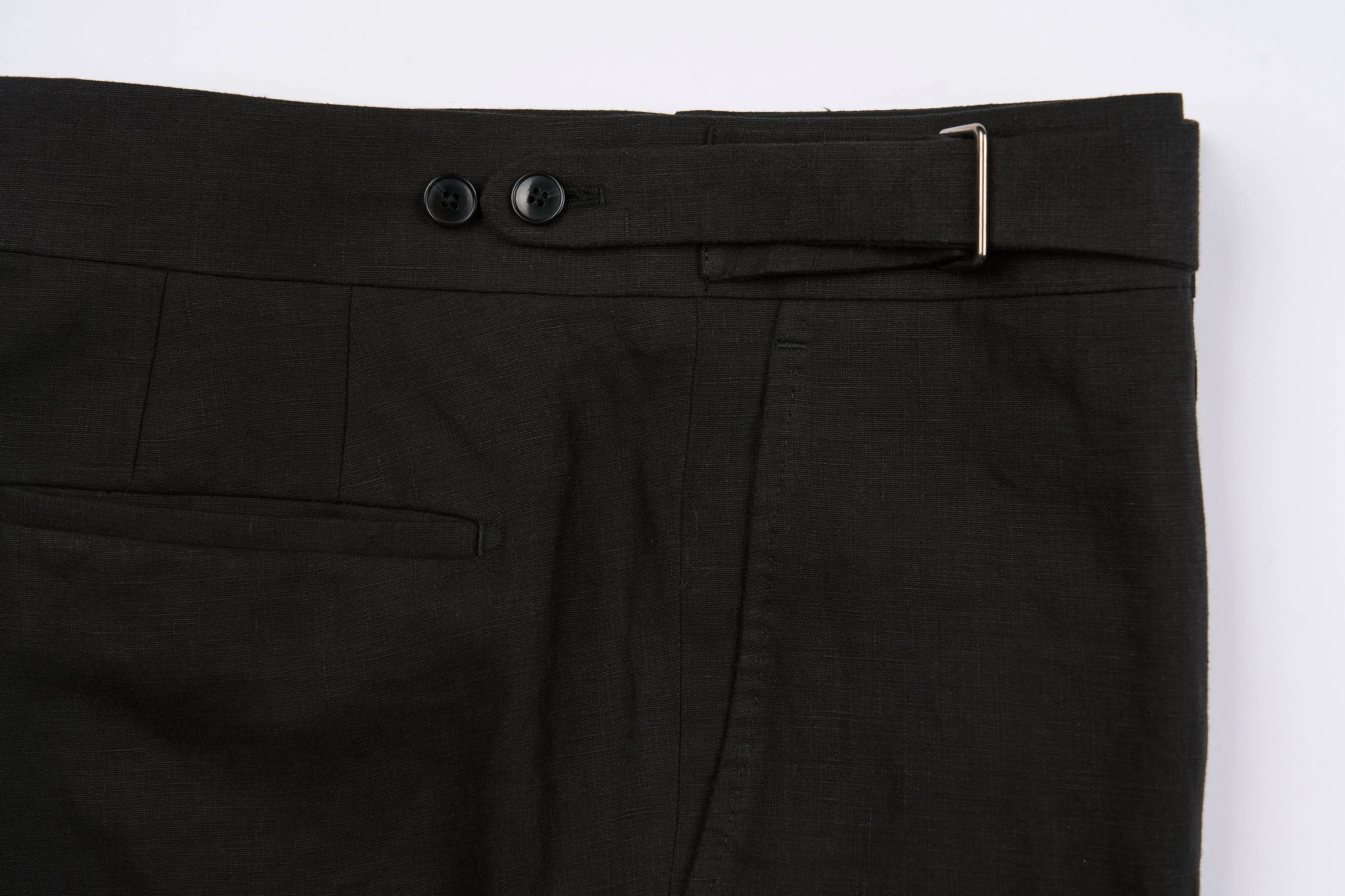 New SUITREVIEW Elmhurst Black Pure Linen DB Suit - Size 42S