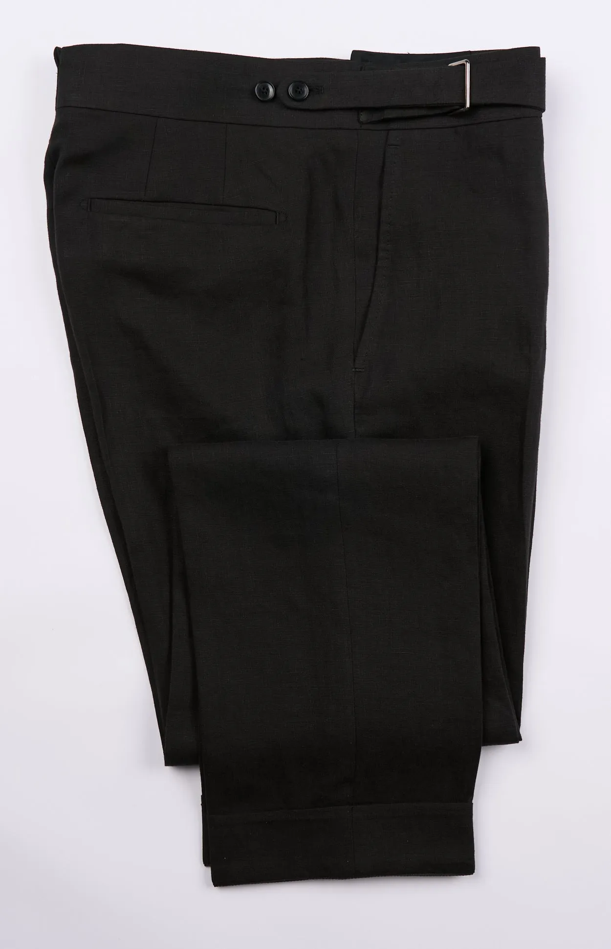 New SUITREVIEW Elmhurst Black Pure Linen DB Suit - Size 42S